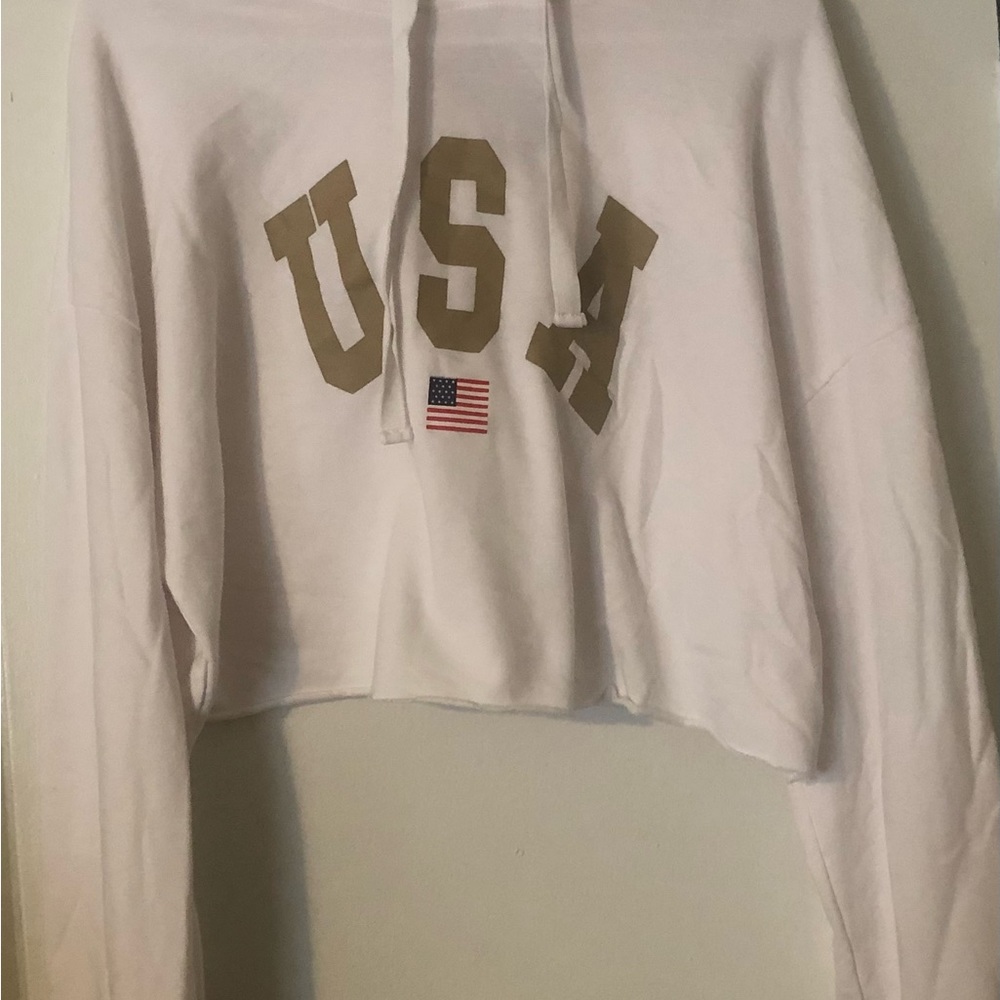 USA cropped pullover hoodie